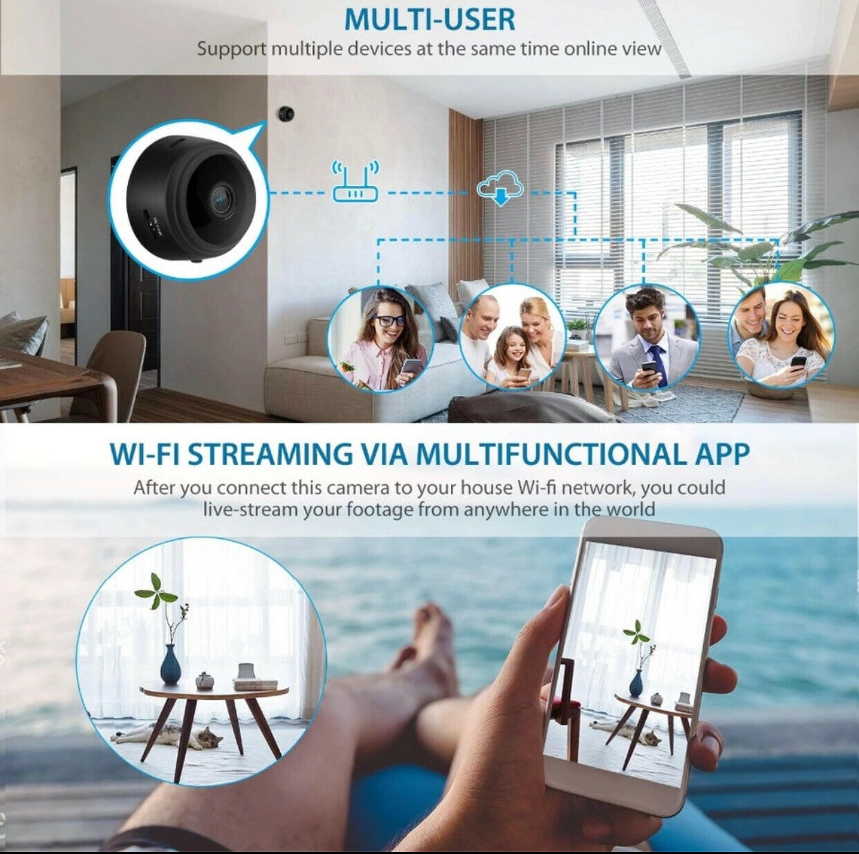 MINI CÁMARA A9 VIGILANCIA IP, WIFI, HD 1080P, REGISTRO VOCAL