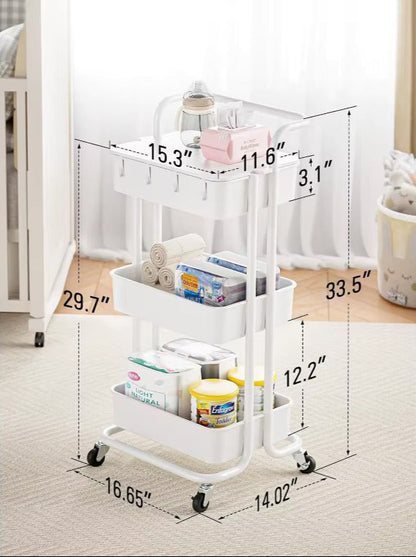 CARRITO ORGANIZADOR DE MERCADO 3 NIVELES CON RUEDAS