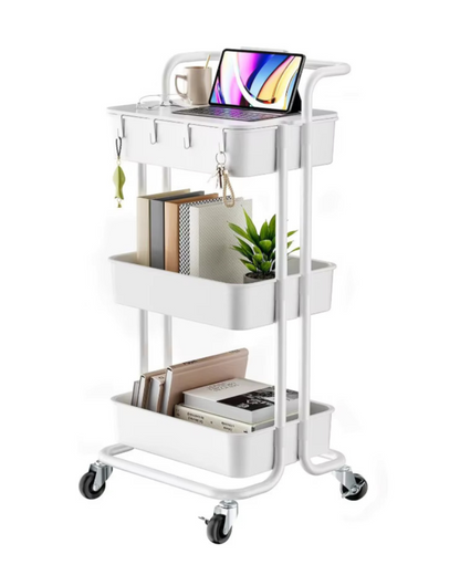 CARRITO ORGANIZADOR DE MERCADO 3 NIVELES CON RUEDAS