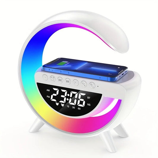 PARLANTE LAMPARA G RELOJ DIGITAL CARGADOR INALÁMBRICO