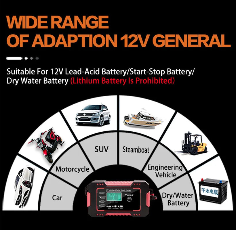 CARGADOR REPARADOR DE BATERÍAS DE 12V PARA CARROS