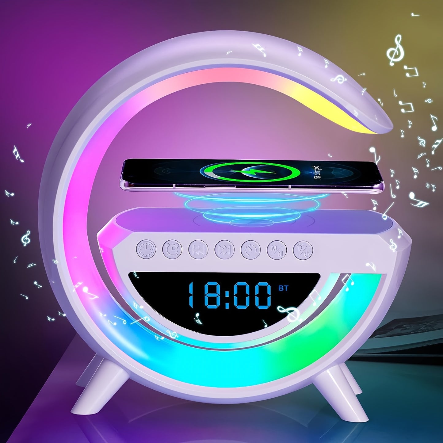 PARLANTE LAMPARA G RELOJ DIGITAL CARGADOR INALÁMBRICO