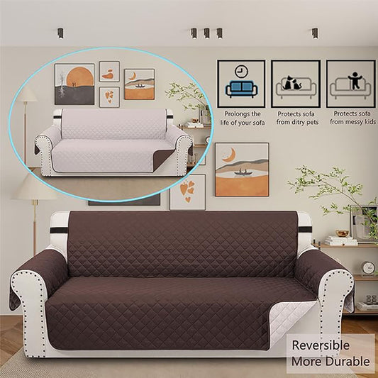 FORRO PROTECTOR CUBRE SOFA MASCOTAS PERROS Y GATOS 3 PUESTO CAFÉ