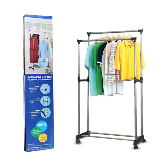 TENDEDERO ORGANIZADOR DE ROPA DOBLE ROPERO METÁLICO PORTÁTIL