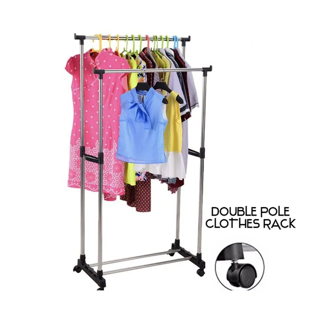 TENDEDERO ORGANIZADOR DE ROPA DOBLE ROPERO METÁLICO PORTÁTIL
